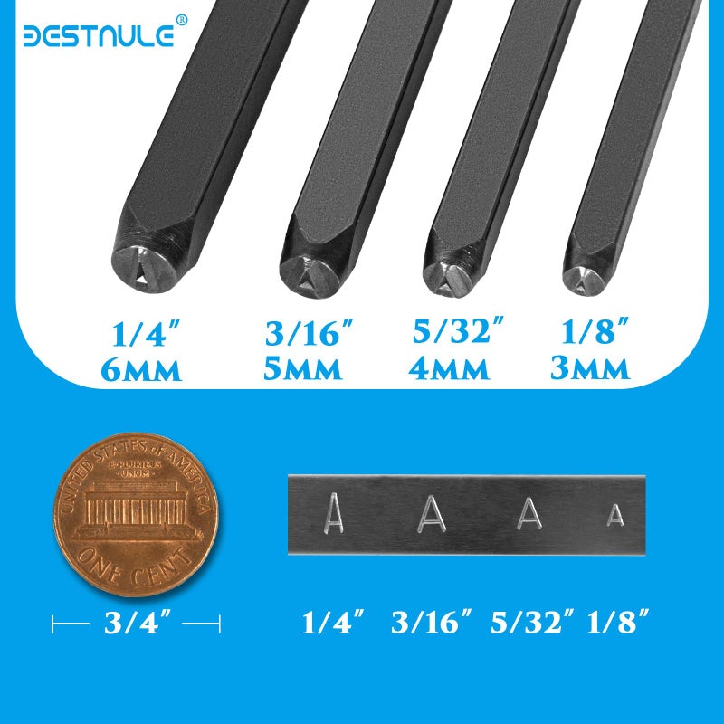 BESTNULE Metal Stamping Kit, Number and Letter Stamp Set (A-Z, 0-9 and &, Love Symbol), Industrial Grade Hardened Carbon Steel, Perfect for Imprinting Metal, Wood, Plastic, Leather (1/8", 3MM) - Image 4